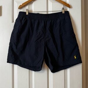Polo Ralph Lauren Navy Blue Swim Shorts | Yellow Logo | XXL